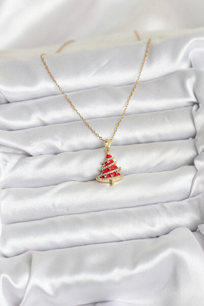 online kapsulavm avm alışveriş 316L Steel Chain Gold Color Red Pine Tree Mode...