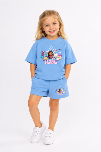 fasardi Gabby's Dream House Printed Oversize 100% Cotton T-Shirt Shorts 2-Pie...