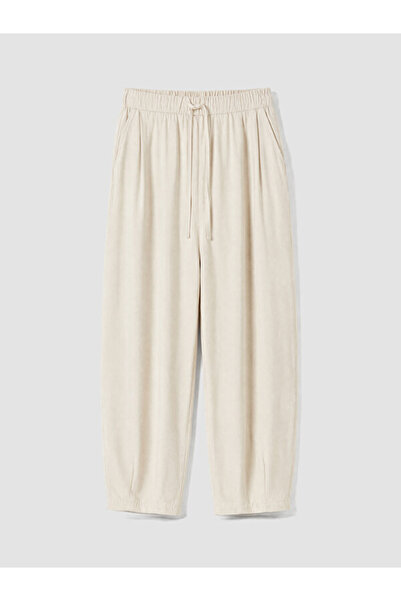 LC Waikiki Rmz Gi̇yi̇m Farkiyla Women's Pleated Trousers with Waist Cord