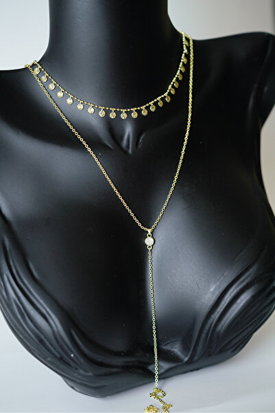 Fully Design Zirkon Taş Sallantılı Y Ve Sıralı Pul Detaylı İkili Birleşik 14K...