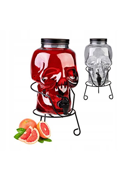 SuperButelki Borcan Pe Suport cu Robinet Model Craniu, 5 l, Transparent, Dist...