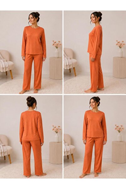 PUSULAM COLLECTİON Kadın Desenli Uzun Kollu Pijama Takımı Rahat Kesim Ev Giyi...