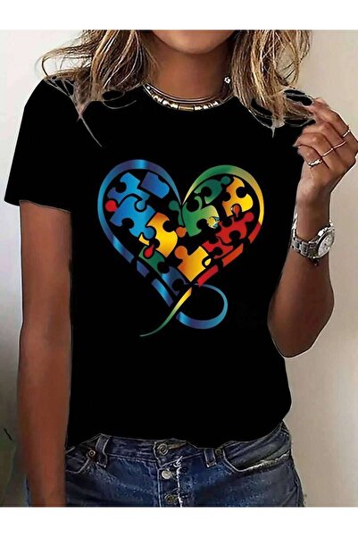26LIK Oversized T-Shirt Loose Fit Plain Print Fashionable Y2K Vibrant Puzzle ...