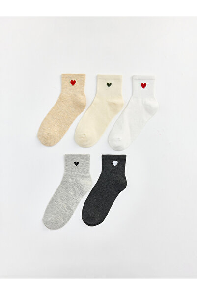 LC Waikiki Heart Patterned Women's Ankle Socks 5-packs
