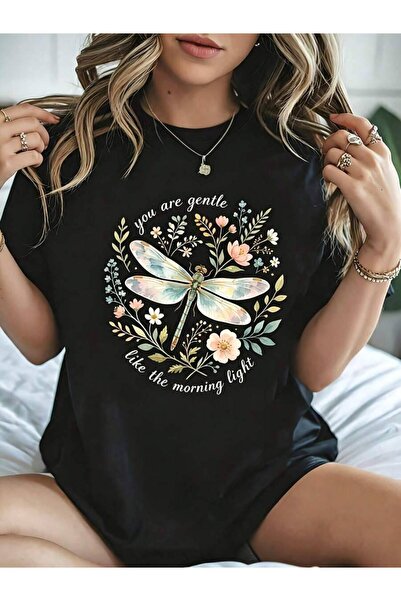 kai22 Casual Floral Dragonfly Quote Women's T-Shirt Spring Summer Gift For Her