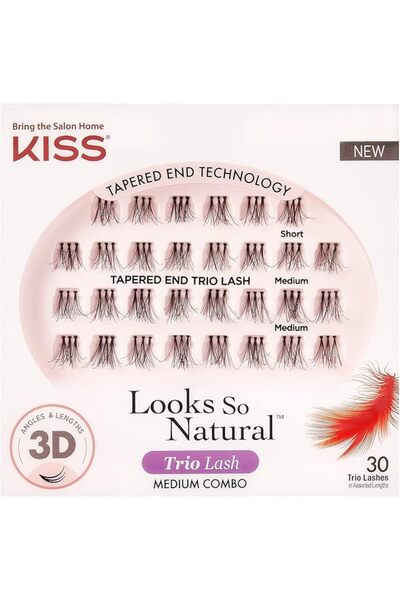 Kiss Looks So Natural Trio Lash Medium Combo Pack, False Eyelashes with Taper...