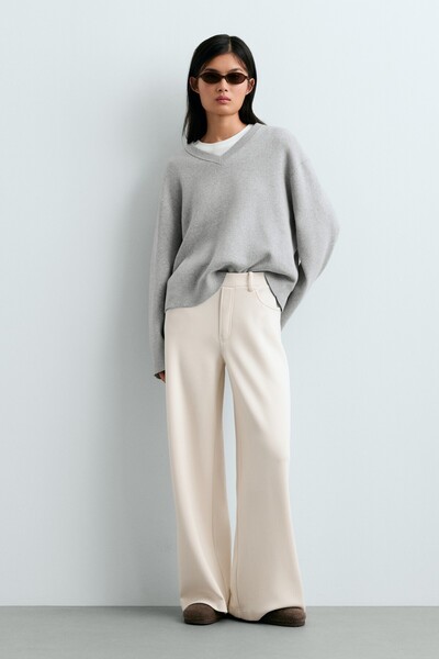 Oysho Cotton-blend V-neck jumper