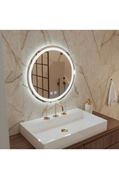 DECODEPO Oglindă LED rotundă, 70 cm, Lucea Touch, Sistem anti-aburire, Reglabilă