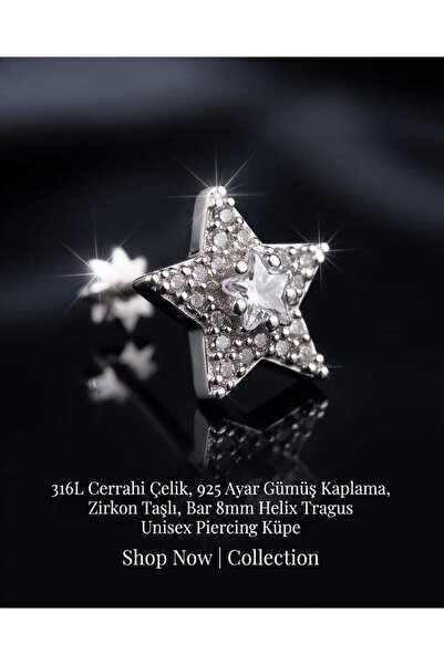 UygunGümüşçülük 316L Cerrahi Çelik Gümüş Kaplama Kararmaz Alerji Yapmaz Zirko...