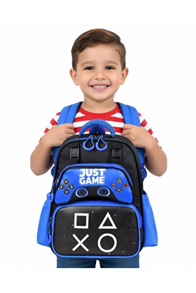KY A Quality Gamer Blue Kindergarten Daycare Daily Use Boys' Backpack Waterpr...