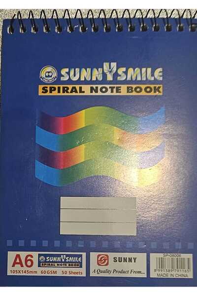 Super deal SUNNY SMILE SPIRAL NOTE BOOK A6 105X145mm 60gsm 50 sheets