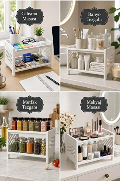 Kitchen Live 2 Katlı Makyaj ve Banyo Organizeri Çok Amaçlı Düzenleyici