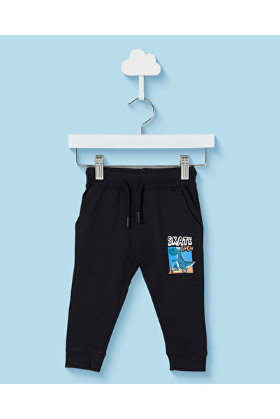 REDTAG Infant Boys Black Printed Track Pants