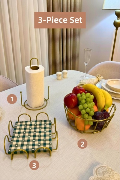 Edora Home Set of 3 Matte Gold Square Napkin Holders, Vertical Paper Towel Ho...