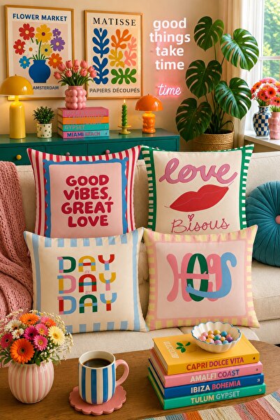 Evdek Double-Sided Printed 4-Piece Throw Pillow Cover 6Esd10