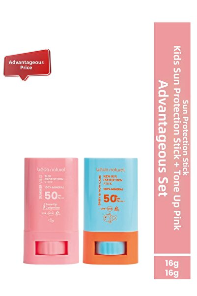 Bade Natural 50 Spf Tone Equalizing Pink Sunscreen Stick 16g & 50 Spf Childre...