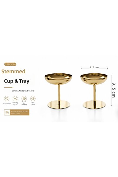 Asemi online Stainless Steel Footed Snack Bowl & Serving Bowl Set of 2 – 8.5 cm