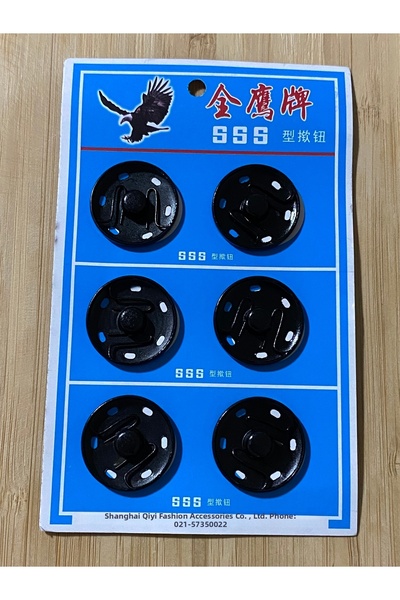 Lorin hobi Black Metal Snap Fasteners 2.5 cm 6 Cards