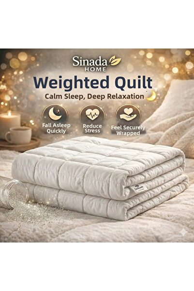 Sinada Weighted Hugging Blanket / Quilt 6 kg 82 Threads 100% Cotton Satin Fab...