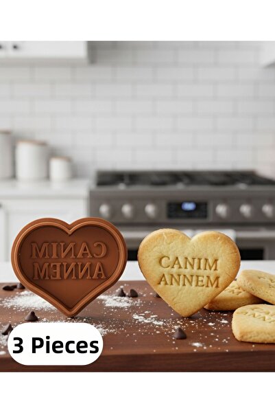 EGATOPTAN 3-Piece My Dear Mom Written Heart Cookie Mold Dough Cutter Two-Piec...