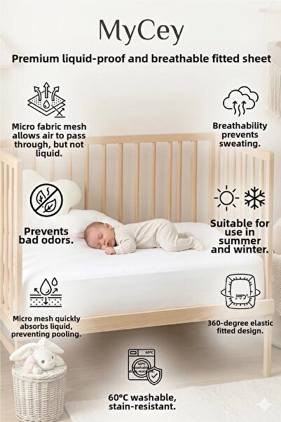 mycey 70x120 εκ. Αδιάβροχο στρώμα με επένδυση Baby Micro Fabric Προστατευτικό...