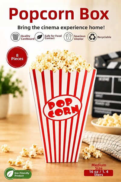Funny Life Macaron Popcorn Box Corn Cup Party Birthday 8 Pieces