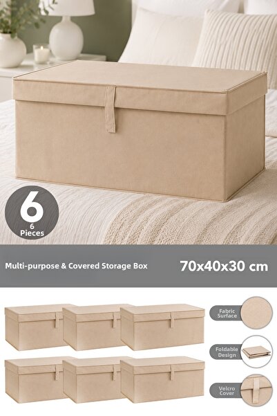 Meleni Home Set of 6 Mega Plus Storage Boxes - Multi-Purpose Organizer Storag...