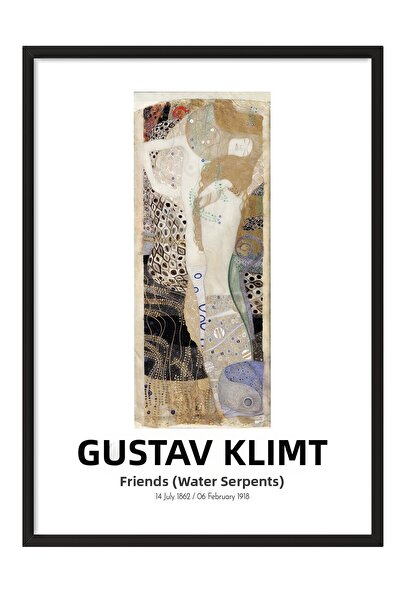 Postifull Gustav Klimt - Friends (Water Serpants), Black Framed Painting, Art...