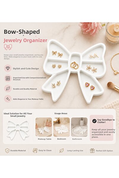 StudioAslanDesign Bow-Shaped Jewelry Organizer |   Earring, Ring, and Necklac...