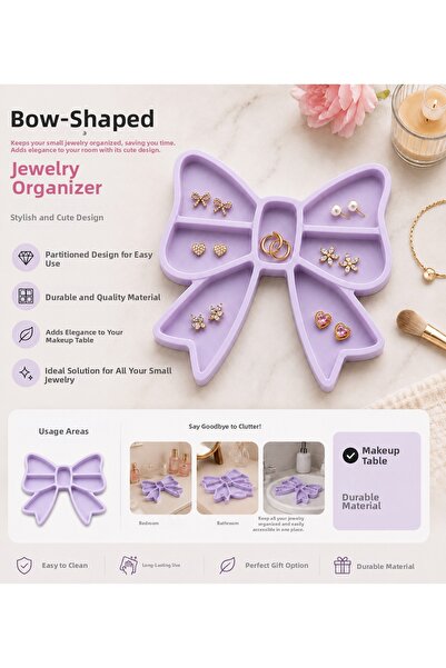 StudioAslanDesign Bow-Shaped Jewelry Organizer |   Earring, Ring, and Necklac...
