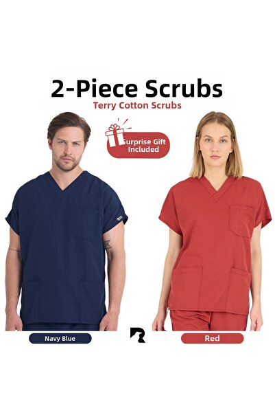 KARGA ÜNİFORMA SET DE 2 - Uniforme unisex cu mâneci liliac pentru asistentă m...
