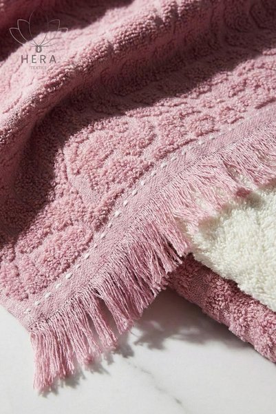 HERA White-Dry Rose 4-Piece 30X50 cm Hand and Face Towel Set Kitchen Towels