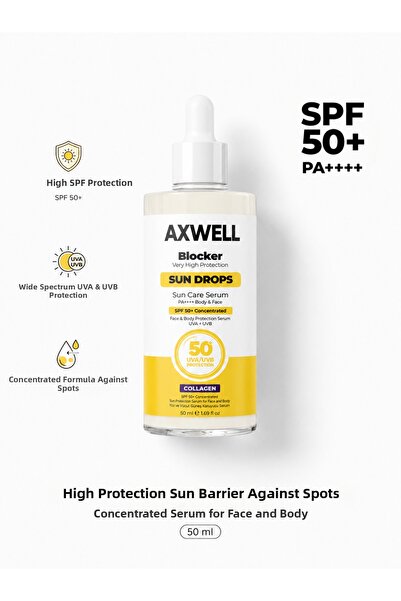 AXWELL عامل حماية من الشمس SPF 50+ سيروم كولاجين عالي الحماية من الأشعة فوق ا...
