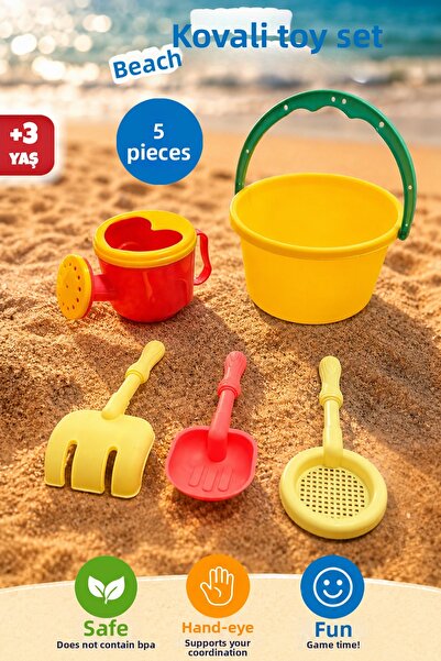 Meleni Toys 5-Piece Small Size Beach Set - Bucket, Sieve, Rake, Shovel and Wa...