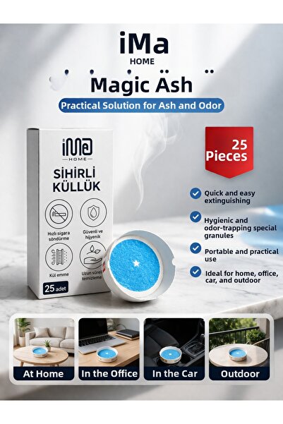 Twin Store İma Magic Ashtray 25 Pieces Smokeless Odorless Ash Collector Porta...