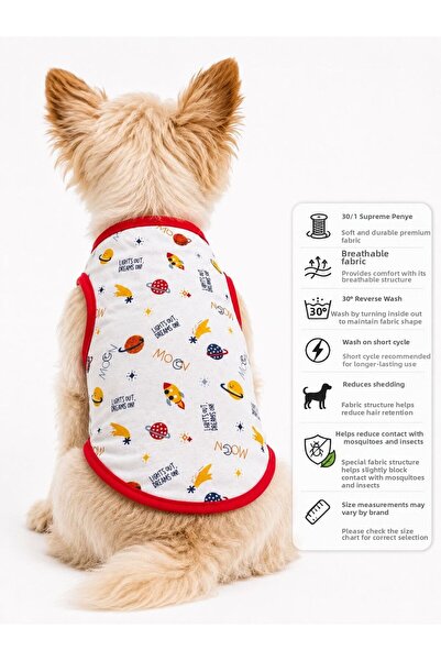 DOGİ&DOG Small Breed White Space Dog Undershirt Dog Outfit Cat Undershirt (1-...
