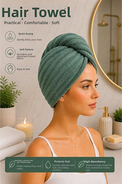 sternen glanz Karmila Cotton Buttoned Towel Hair Cap