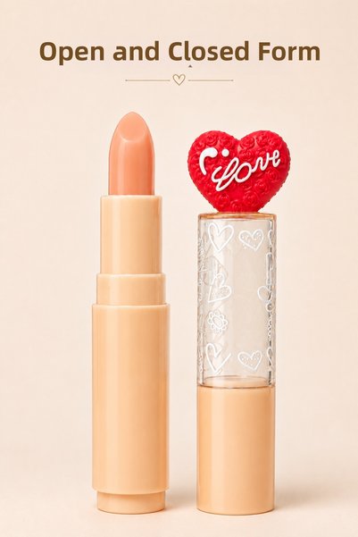 Sudedi Home Colorful Lip Balm Nude Lipstick 01 Nude Peach, Peach Nude Tone Lip Balm, Heart Cover Daily Nude Lipstick