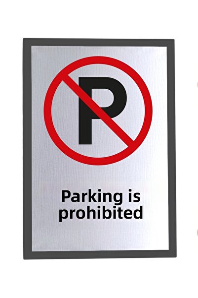 usin Metal Silver 15X1 cm Adhesive No Parking Warning Prohibition Sign Signboard