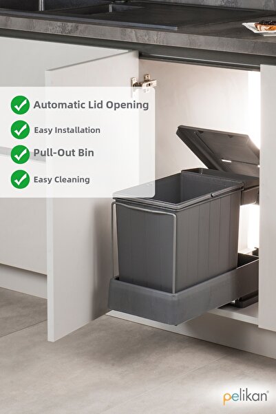 Pelikan Carrier Anthracite In-Cabinet Rail Trash Can 21600 (16+1 Lt.)
