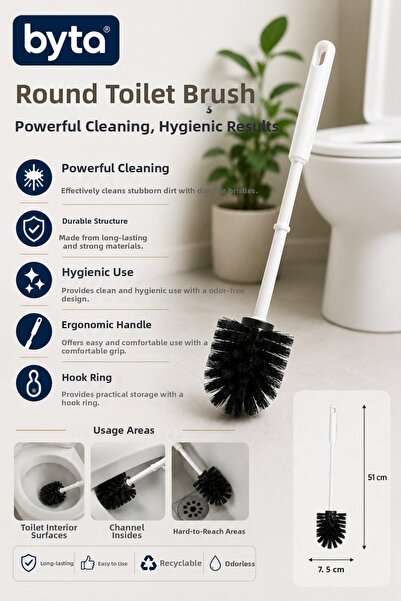 BYTA Long Handle Toilet Brush Luxury Toilet Bowl Cleaning Brush