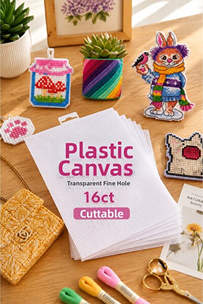 Liva Craft Art&Craft Plastic Canvas Transparent Fine Hole Cuttable Plastic Et...