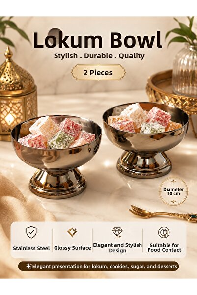 Arsimo 2-Piece Stainless Steel Turkish Delight Container |   Presentation Bow...