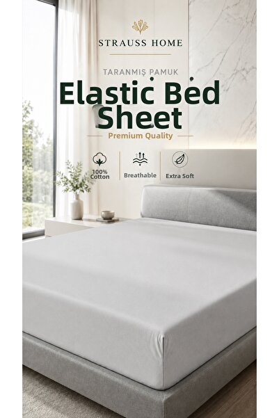 Strauss Combed Cotton Elastic Bed Sheet 100% Cotton Jersey Soft Flexible Bed ...