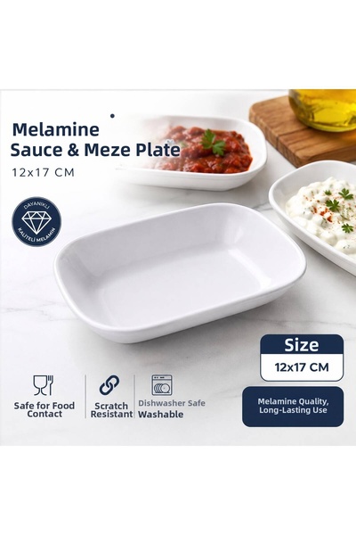 BİZ ZÜCCACİYE Melamine Rectangular Sauce & Appetizer Bowl 12X17 cm