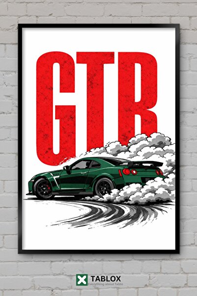 TABLOX Nissan Gtr este o mașină sport verde, rapidă și furioasă, cu cadru din...