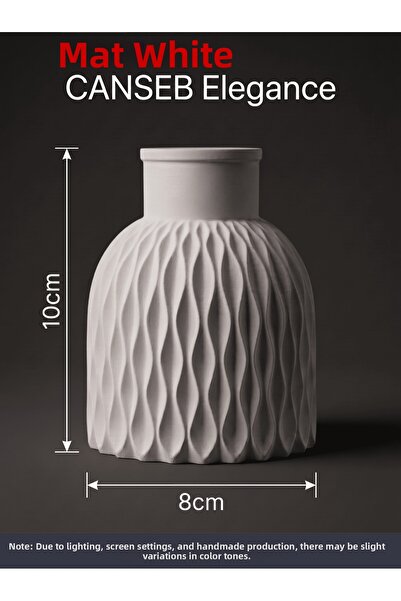 CANSEB Elegance Premium - Matte White - Wavy Decorative Vase - 10X8Cm - Hand-...
