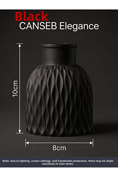 CANSEB Elegance Premium - Black - Wavy Decorative Vase - 10X8Cm - Hand-Painte...