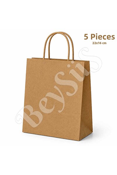 BeySüS حقيبة ورقية للهدايا مقاس 22×16 سم كرافت 5 قطع