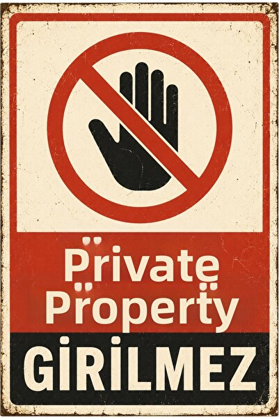 Lucena Retro Private Property No Trespassing Metal Warning Sign Decorative Wa...